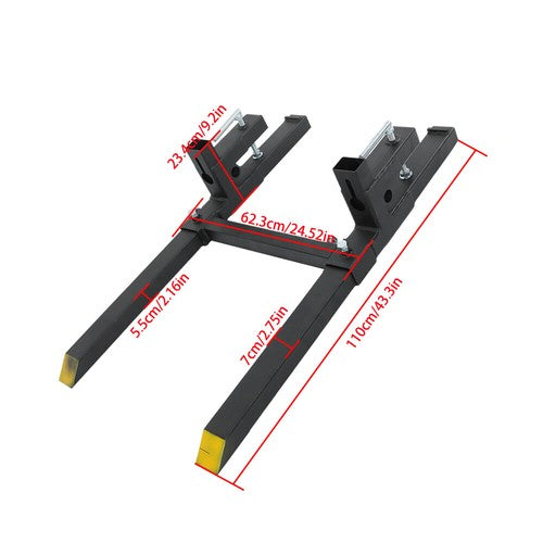 DURAFORCE 43" Pallet Forks Clamp On Tractor Forks w/Adjustable Bucket Forks 2000lbs
