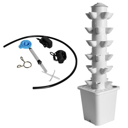 DURAFORCE White Hydroponics Tower Indoor Growing System Vertical Garden Planter 30 Holes