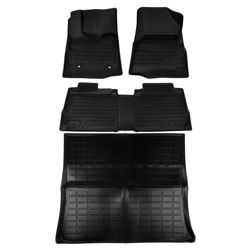 DURAFORCE Front and Second Row Trunk Floor Mats Liners Black for Chevy Equinox GMC Terrain
