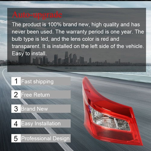 DURAFORCE Left Outer Driver Side Tail Light Break lamp For Nissan Sentra 2016 2017 2018
