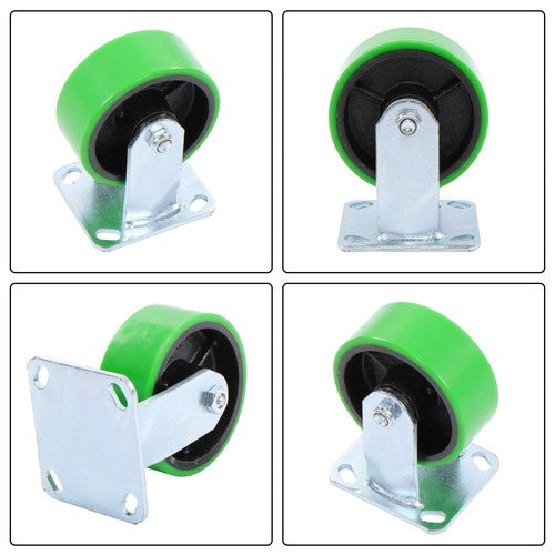 DURAFORCE Polyurethane 1000Lbs 5"×2" Caster Wheels Green Straight Wheels Heavy Duty