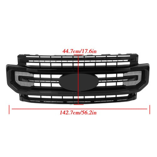 DURAFORCE Front Bumper Grille Plastic Gloss Black For Ford F250 F350 2020-2022 Super Duty
