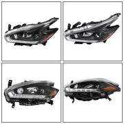 DURAFORCE For 2018 Nissan Murano LH+RH Headlights Headlamps Clear Lens Halogen w/ LED DRL