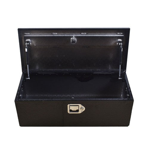 DURAFORCE 30 Inch Cuboid Black Aluminum Under Storage Tool Box For Trailer Pickup Truck