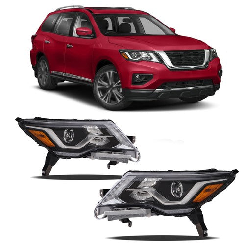 DURAFORCE Pair Headlights Assembly Set For Nissan Pathfinder 2017-2020 Halogen W/LED DRL