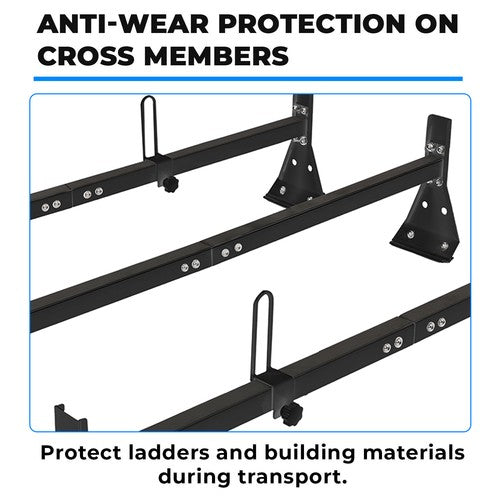 59 800lbs For Chevy Express Fullsize Van 3 Bar 96-23 Ladder Roof Rack Cross Bar