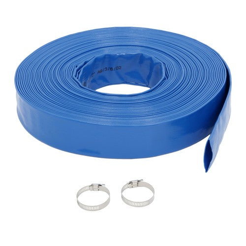 DURAFORCE 1-1/2" x 100FT PVC Irrigation Hose With Two Hose Collets，Super Wear-resistant