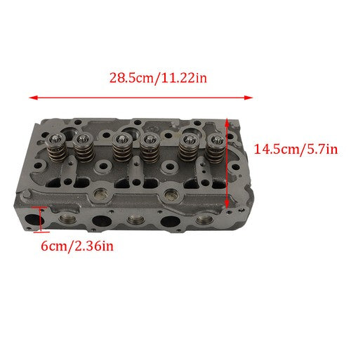DURAFORCE Complete Cylinder Head Assy Valves & Full Gasket Set for Kubota D750 Engine