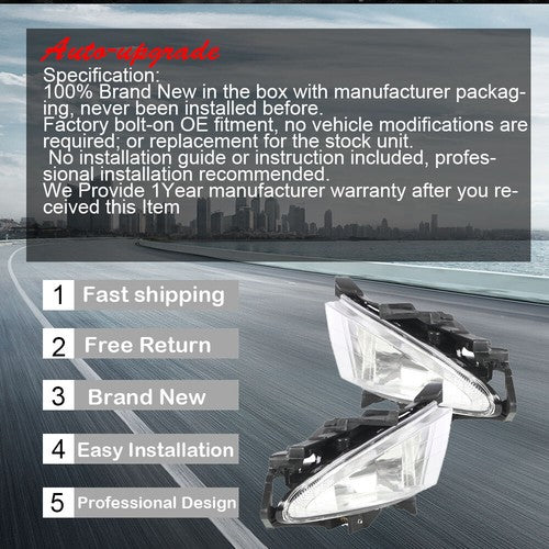 DURAFORCE Switch Bulbs Bezel Wire Harness Black Fog Light Kit For 07-10 Hyundai Elantra