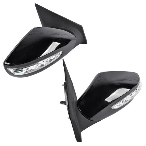 DURAFORCE 2Pcs Black Power Mirrors with Turn Signal Heated for Hyundai Sonata 2011-2014