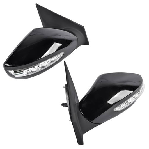 DURAFORCE 2Pcs Black Power Mirrors with Turn Signal Heated for Hyundai Sonata 2011-2014