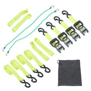DURAFORCE 4-Pack 1.6"x8' Green Ratchet Straps Kit 5,208lb Break Strength w/ Safety S Hooks
