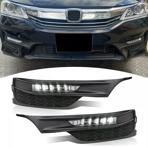 DURAFORCE For 2016 2017 Honda Accord Sedan 4Dr LED Fog Lights Bumper Lamps+Wiring+Switch