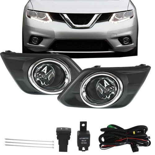 DURAFORCE For 2014-2016 Nissan Rogue Driving Bumper Chrome Lens Fog Lights Assembly Set