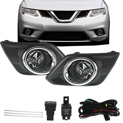 DURAFORCE For 2014-2016 Nissan Rogue Driving Bumper Chrome Lens Fog Lights Assembly Set