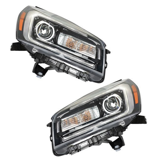 DURAFORCE Headlight For GMC Acadia 2013-2015 16 Driver&Passenger Halogen w/LED Tube Black