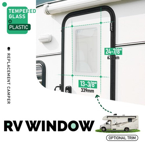 DURAFORCE Tempered Glass Entry Door Clear Window for Universal RV, Trailer, Motorhome