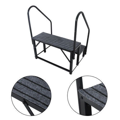 DURAFORCE 660lbs 2 Step RV Stairs Load Capacity Step Ladder Outdoor RV Steps (w/ Handrail)