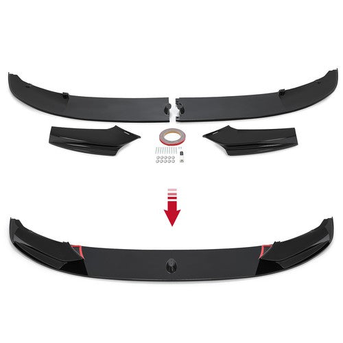Front Bumper Lip Spoiler Splitter for 2011-2016 BMW F10 5 Series M Sport Gloss Black