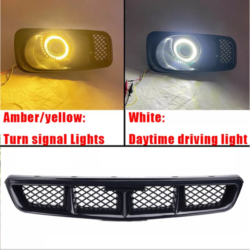 DURAFORCE Front Grille LED Double Colour Fog Lights Lamps for Honda Civic 1999-2000 JDM