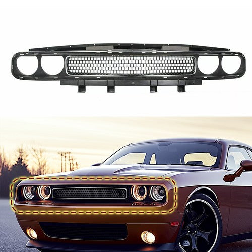 Front Bumper Grille Black Chrome Trim Molding for 2008-2014 Dodge Challenger