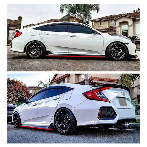 Side Skirt Extension for 16-2020 Honda Civic 4dr Sedan LX EX Si Blk Type R Style