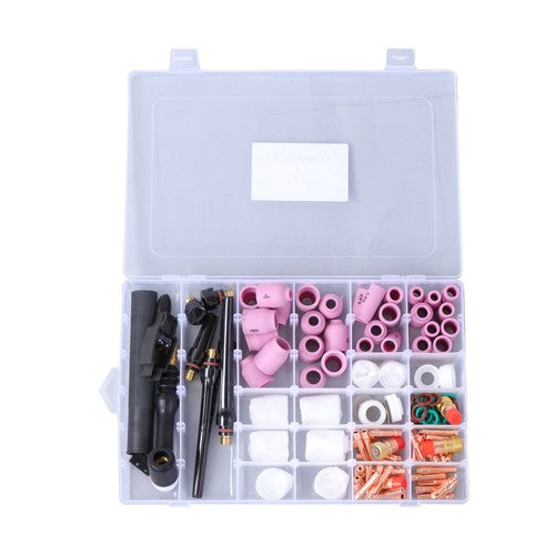 DURAFORCE TIG Welding Torch Kit - Alumina Nozzle, Collets, Stubby Gas Lens 123 Pcs