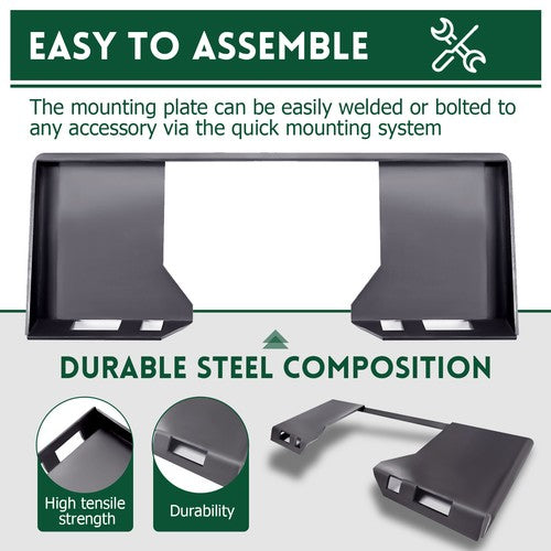 DURAFORCE 1/2" Skid Steer Mount Plate Adapter Loader Quick Tach Attachment For Bobcat