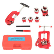 DURAFORCE Handheld Pipe Cutter Thread Tool Pipe Threader Ratchet Type With 5 Dies Set
