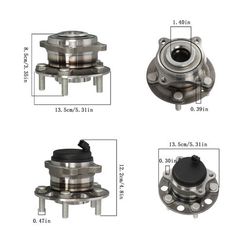 DURAFORCE 4pc Front Rear Wheel Bearing & Hub Assembly For Hyundai Sonata Tucson Kia Optima