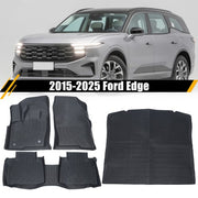 DURAFORCE Black For Ford Edge All Weather 2015-2025 Full Set Floor Mats with Cargo Liner