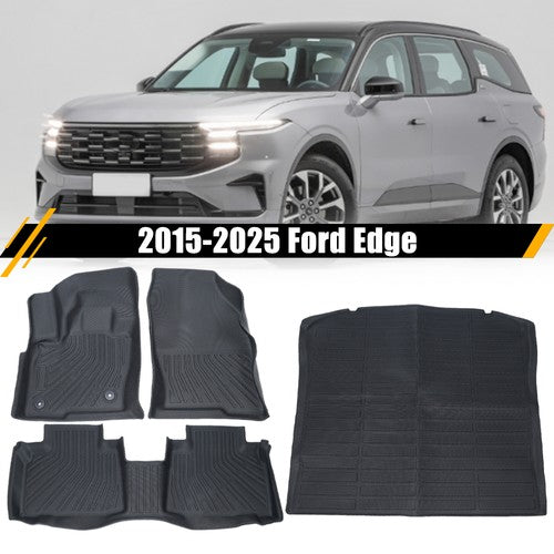 DURAFORCE Black For Ford Edge All Weather 2015-2025 Full Set Floor Mats with Cargo Liner