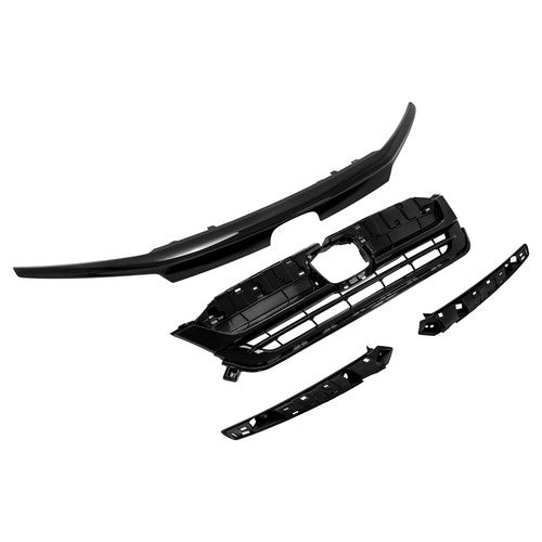Fit 2019-21 2022 Honda Pilot Front Upper Grille Full Glossy Black Grill Assembly