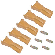 DURAFORCE 5 Pk Bucket Teeth with Flex Pins Yellow V23SYL V23PN for Backhoe Loader Crane