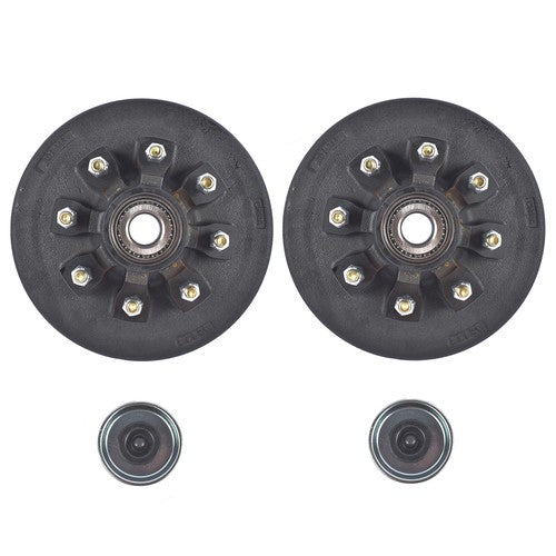 DURAFORCE 2Pcs 8 Lug Trailer Brake Hub Drum Kit 8 on 6.5'' 8x6.5 for 7000 lbs Axle-22004K