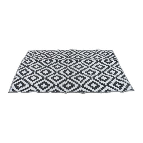 DURAFORCE Waterproof Outdoor Carpet Black & White 4x6FT Plastic Straw Rug For Camping