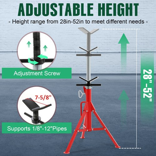DURAFORCE Heavy-Duty Pipe Jack Stand 28"-52" Inch Adjustable Folding Pipe Stand 2500 Lbs