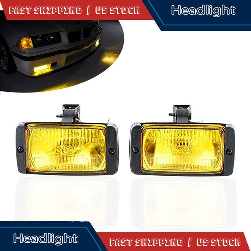 DURAFORCE Universal 12V Front Quartz Yellow lens Halogen Fog Lights Lamp Car Van 3x6“ Pair