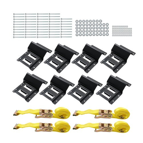 DURAFORCE Galvanized Bolts E-Track Mounting Kit w/4 Polyester Straps & 8 Steel Wheel Chock
