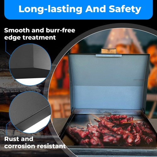 Hinged Lid Cover For Blackstone 36 Inch Griddle Rear Grease Collection Black