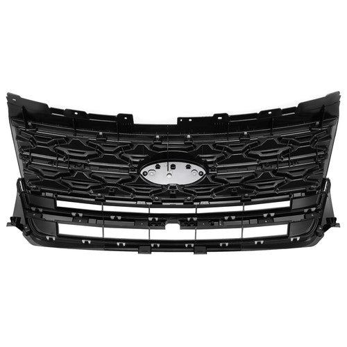 DURAFORCE For Ford Explorer 2018-2019 Black Front Bumper Upper Grille Black ABS Painted