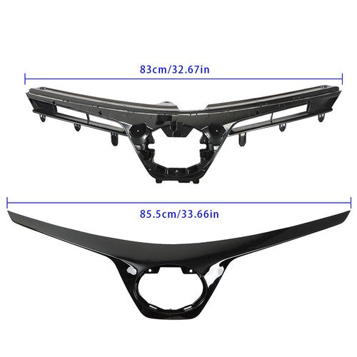 DURAFORCE Plastic Black Painted Front Upper Grille NEW For Toyota Corolla SE XSE 2017-2019
