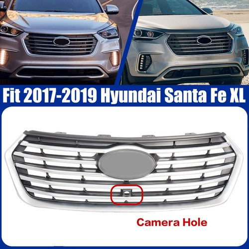 DURAFORCE Front Upper Grille W/ Camera Hole For 2017-2019 Hyundai Santa Fe XL 86350B8BB0