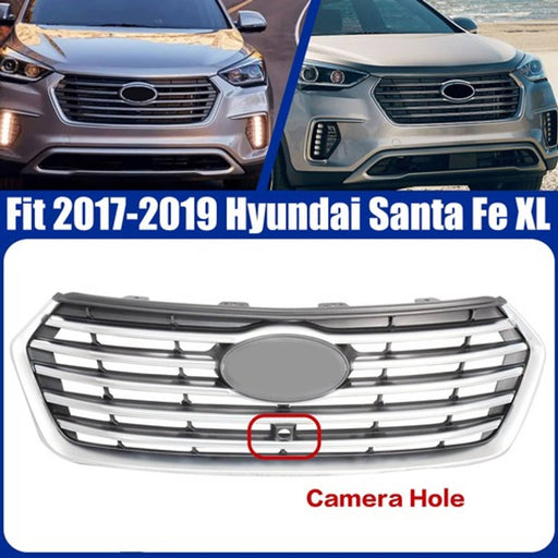 DURAFORCE Front Upper Grille W/ Camera Hole For 2017-2019 Hyundai Santa Fe XL 86350B8BB0