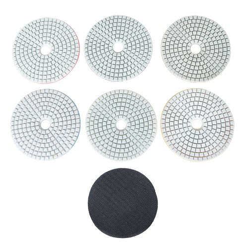 DURAFORCE 7PCS 4 Inch Set Wet Dry Diamond Polishing Pads For Granite Concrete Marble Stone