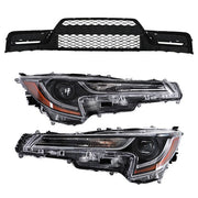 DURAFORCE Black For Toyota Corolla 2023-2024 Pair LED Clear Headlights&Front Lower Grill