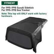 DURAFORCE For 95-98 Suzuki Sidekick Geo Tracker Soft Top & Zip Out Tinted Windows Black