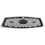 DURAFORCE For 2018-2023 Infiniti Q50 Chrome Bezel Front Bumper Black Grille W/sensor holes