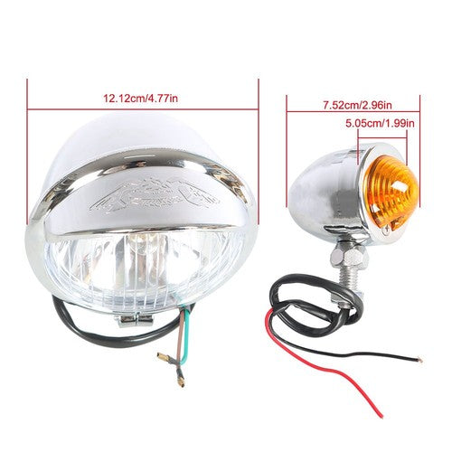 DURAFORCE Chrome Driving Spot Fog Light Bar W/ Bracket Turn Signal For Motorcycle Honda