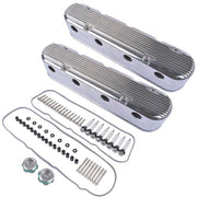 DURAFORCE 2Pcs Aluminum finned Valve Covers w/ Coil Mounts 241-181 For Chevy LS - Polished